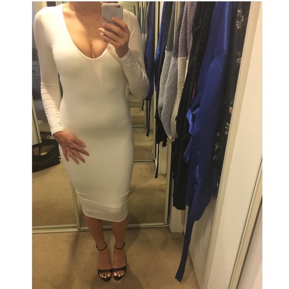 Naked Wardrobe White V-Neck Dress