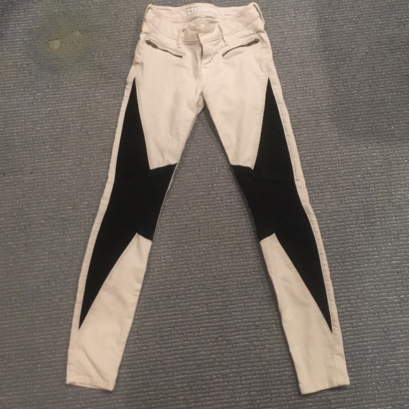 White and black designed jeans