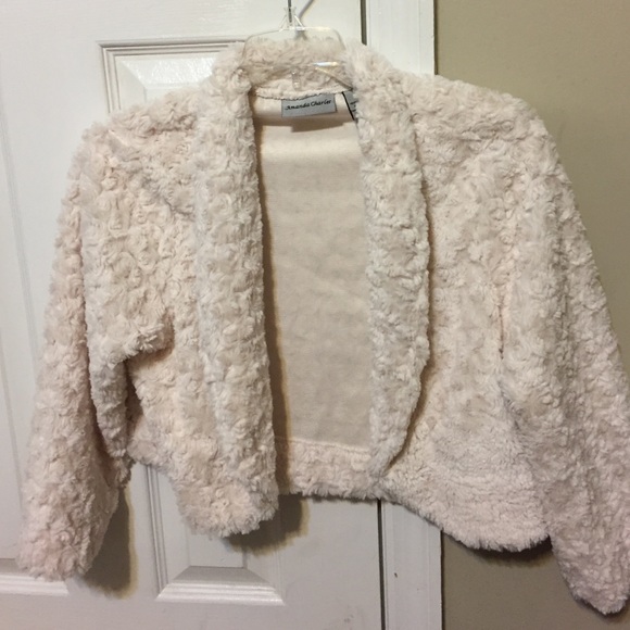 Amanda Charles Ivory Faux Fur Bolaro