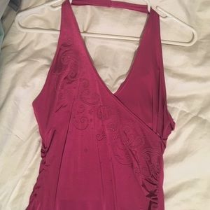 Magenta halter formal dress