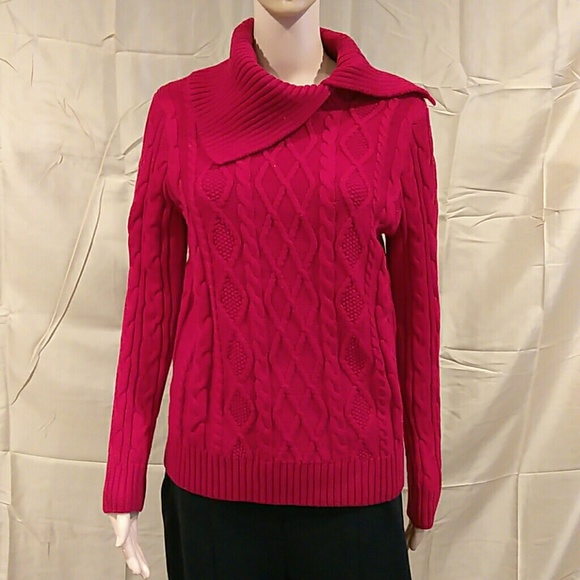 Jeanne Pierre Asymmetrical Collar Cable Knit - Picture 1 of 4