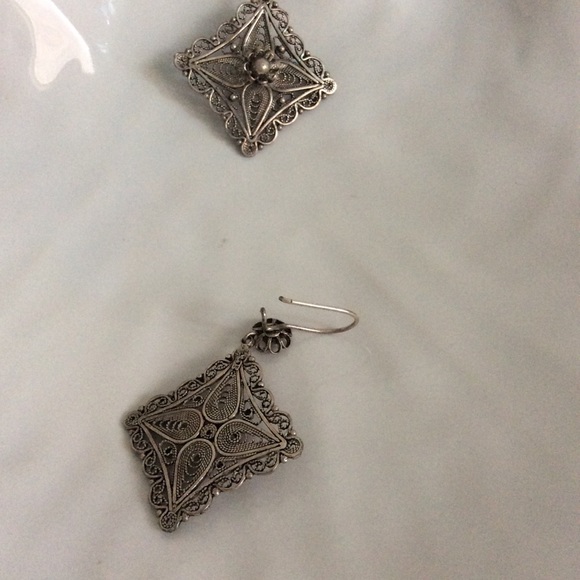 Silver Handmade Chandelier Earrings - Picture 2 of 2