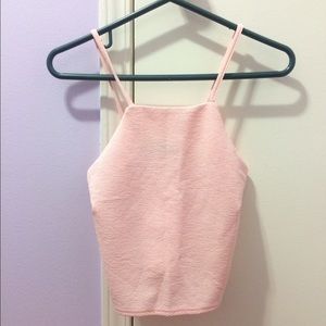 Pink square neck crop top