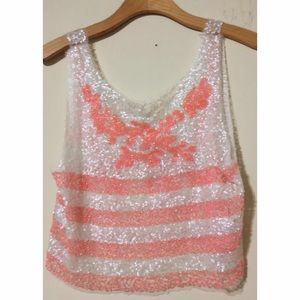 English Rose bead + sequin sleeveless top