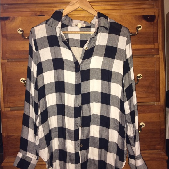 Checkered Plaid Long Sleeves Button Up