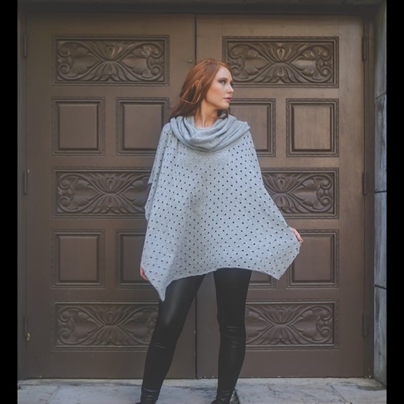 cowl neck poncho | heather grey