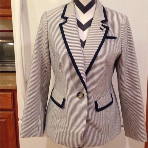 Stripe Seersucker Blazer