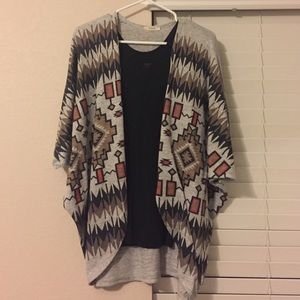 RESERVED Tribal Print Boutique Cardigan + Bracelet