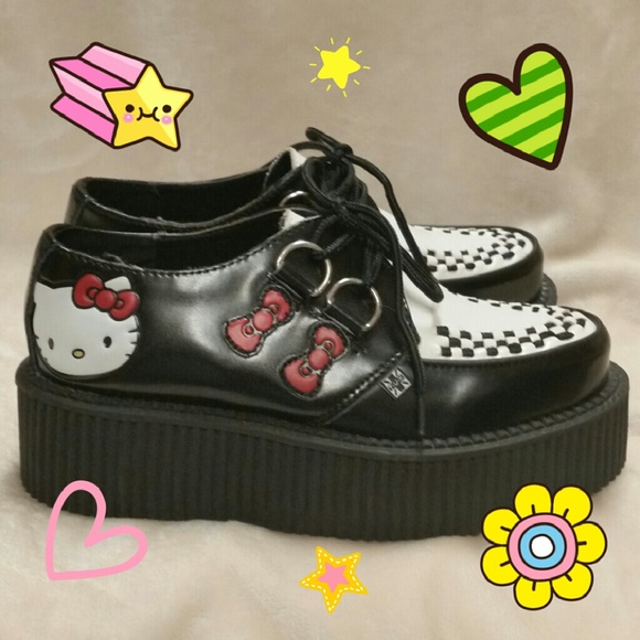 TUK Shoes - Hello Kitty TUK White & Black Creepers 6 Hot Topic
