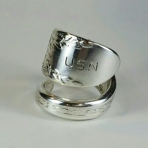 USN Silver Plated Spoon ring