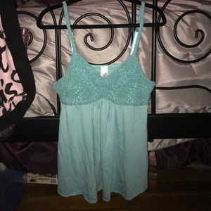 Super cute aqua-colored knit tank w/ built-in bra