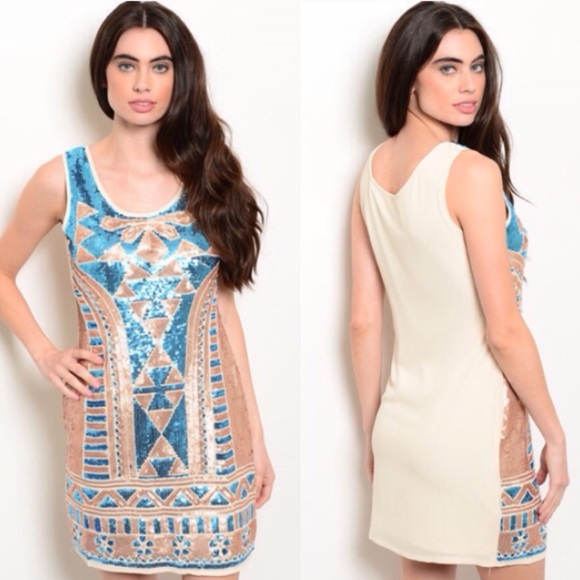 🎉HP🎉 Sequin Aztec Bodycon Party Evening Mini Dress - Picture 3 of 4