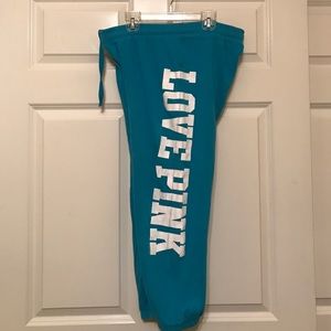 VICTORIAS SECRET PINK Turquoise Crop Sweatpants