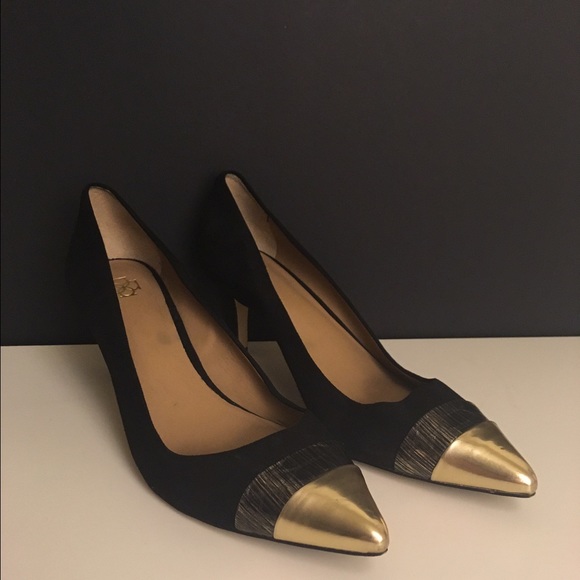 Ann Taylor Gold Toed Suede Heels