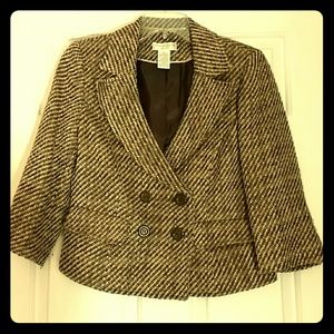 Worthington Petite 6P brown & gold striped blazer