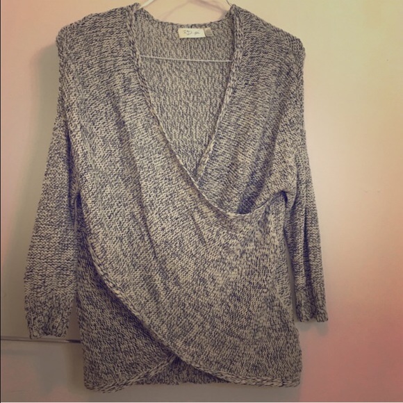 Black and white criss cross knit sweater