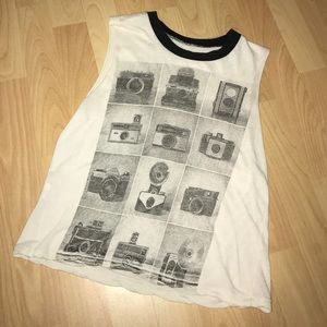 Vintage cameras crop muscle tee
