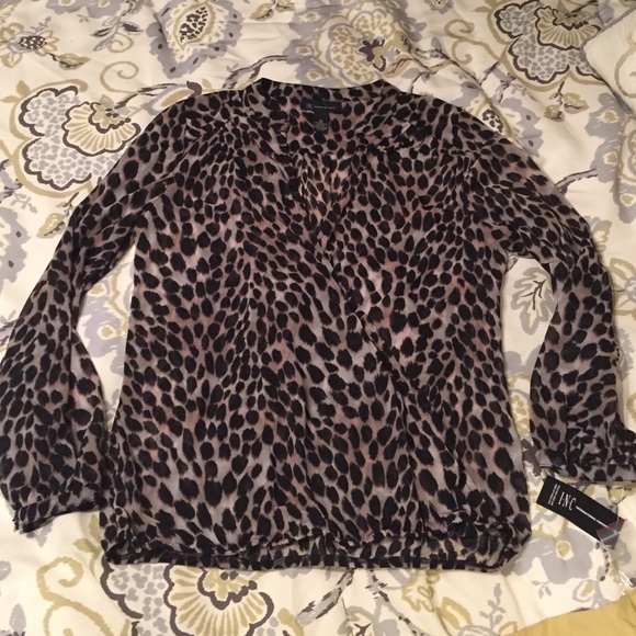 INC Faux Wrap Around Sheer Blouse.