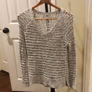 Never worn Loft open weave tunic black &white