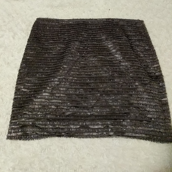 Silver fringe mini skirt