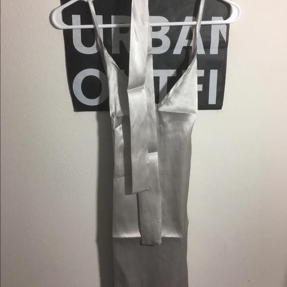 Metallic trendy satin slip dress