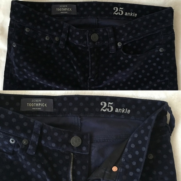J. Crew Toothpick Jean in Velvet Dot-Size 25 - Picture 3 of 3