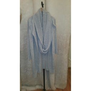 Long Gray Cardigan with attached infinity scarf