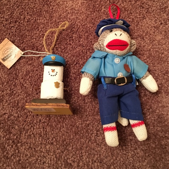 Lot of 2 Police Man Ornaments