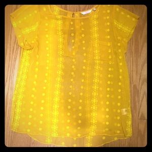 Zoa 100% Silk Yellow Blouse - Size Large