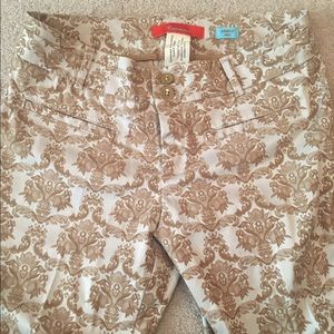 Anthropologie beige brocade pants