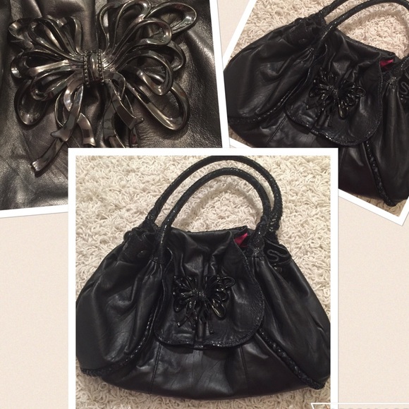 Betsey Johnson Handbags - New Betsey Johnson black purse bow metal