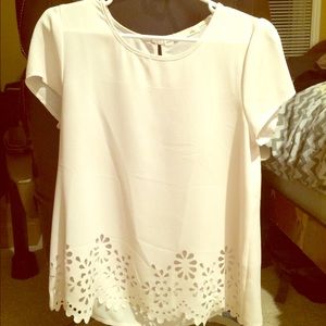 White Blouse with eyelet lace detail
