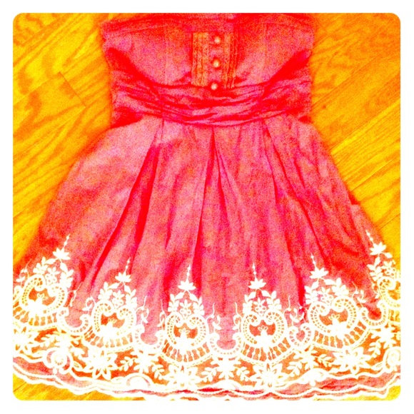 SALE💥Strapless Coral Cupcake Dress