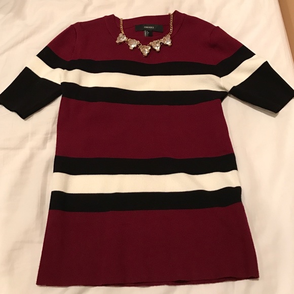 NWOT Striped Forever 21 short sleeved sweater