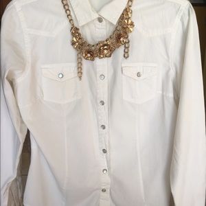 Wet Seal- White denim style button down