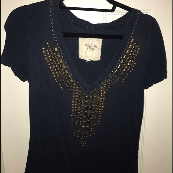 Abercrombie and Fitch Vneck Studded Tee