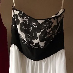 Black and white strapless dress