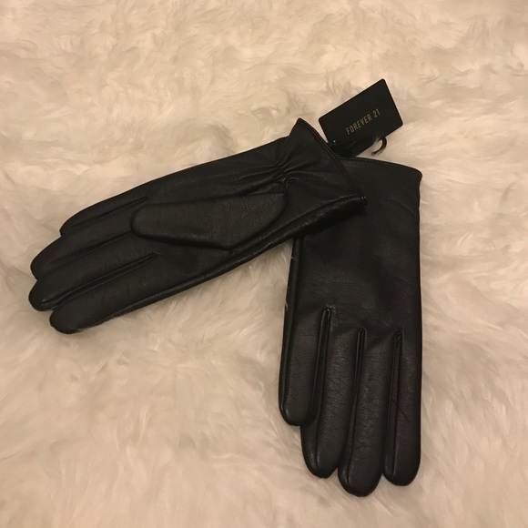 Faux Leather Winter Gloves
