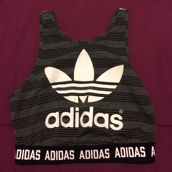 Adidas Grey/Black/Green Crop Top