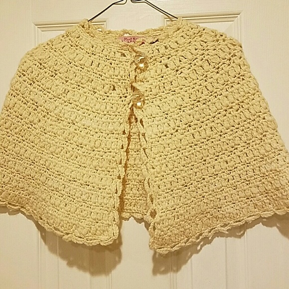 Anthropologie Ivory wool mini shawl