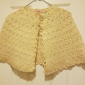 Anthropologie Ivory wool mini shawl