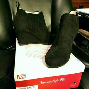 Women's Black Wedge Booties