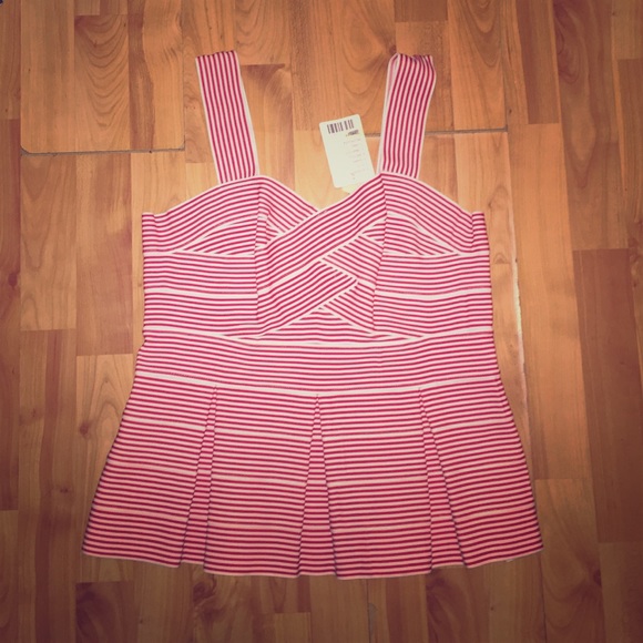 Anthropologie Red & White Stripe Peplum Tank