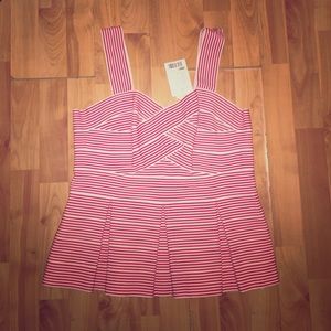 Anthropologie Red & White Stripe Peplum Tank
