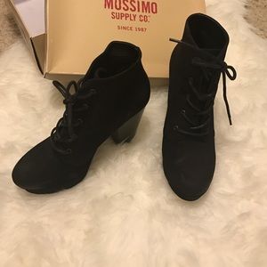 Worn Once Faux Black Suede Lace Up Booties