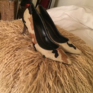 Calf Hair, pointed toe pumps.