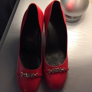 Red Gucci leather shoes