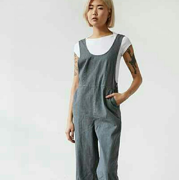 UO BDG Striped Blue and White Overalls