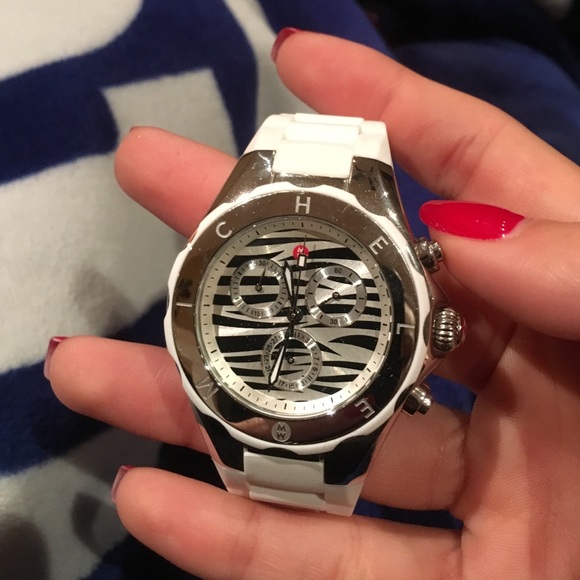 Special edition Michele watch, white w zebra dial