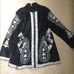 Free People embroidered velvet coat